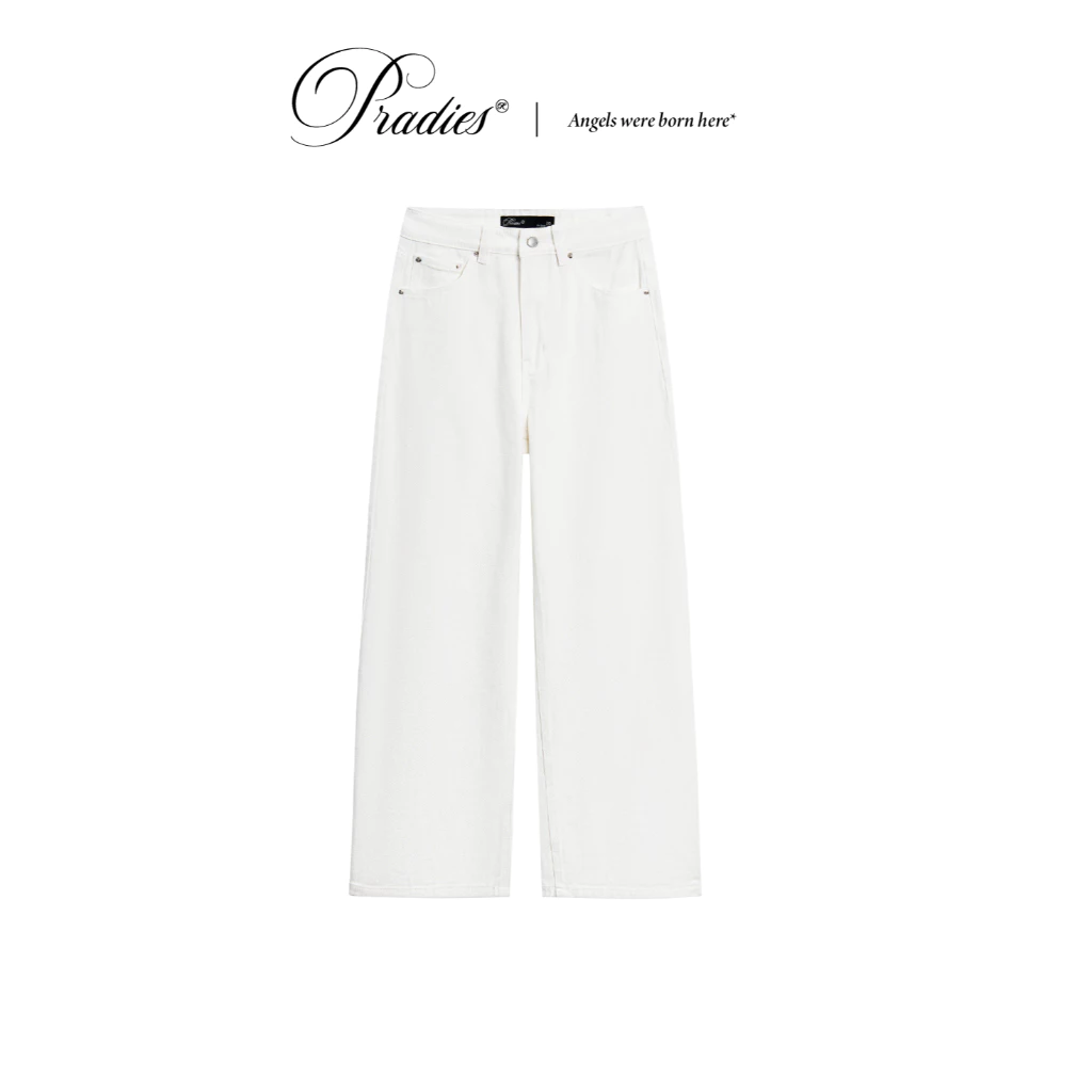 Quần Jeans Nữ Trắng Form Suông Rộng - Mama