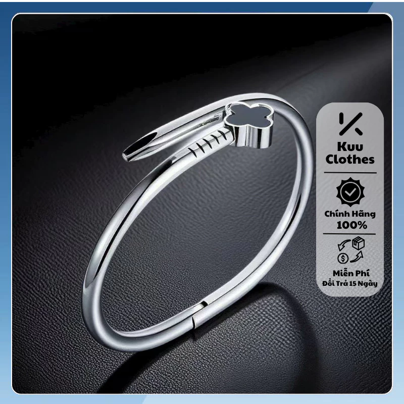 Vòng tay đinh tán cỏ bốn lá vòng tay thép titan phù hợp cho mọi phong cách thiết kế Kuu - Vòng Tay Mala Screw