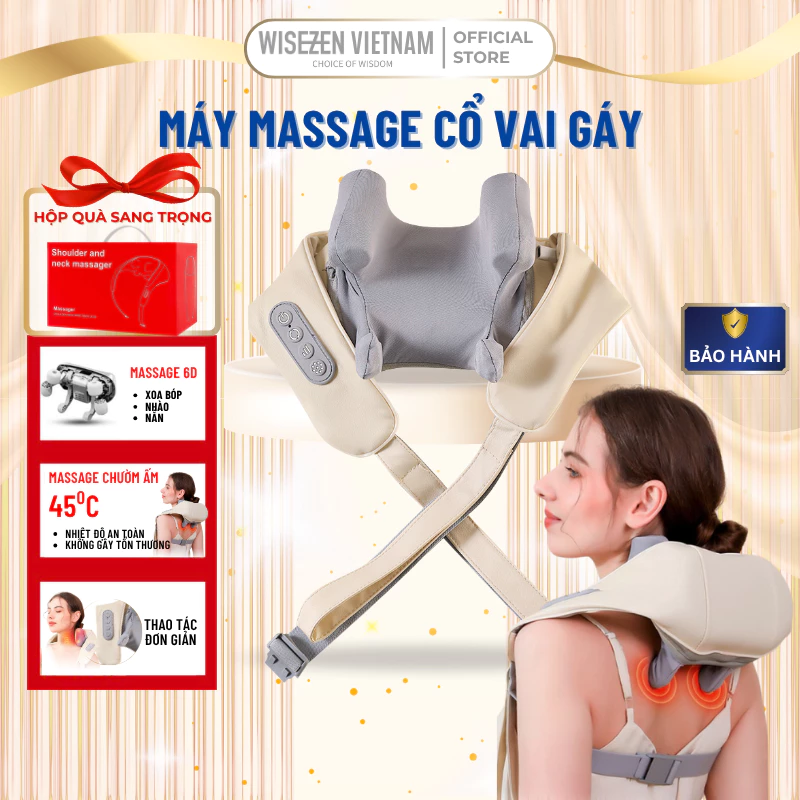 máy massage cổ vai gáy Wisezen Mô Phỏng Massage Như Các Đầu Ngón Tay Kỹ Thuật Massage Trị Liệu Số 8 Có hộp quà tặng