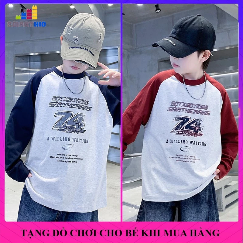 (18-52kg) Áo dài tay mùa thu đông bé trai, áo cho bé trai mẫu 74, chất nỉ dày dặn, bộ đồ bé trai, đồ bé trai