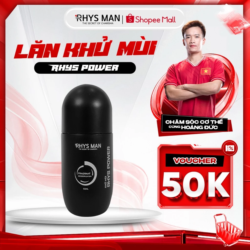 Lăn khử mùi RHYS MAN khử mùi kiểm soát mồ hôi Rhys Power 50ml