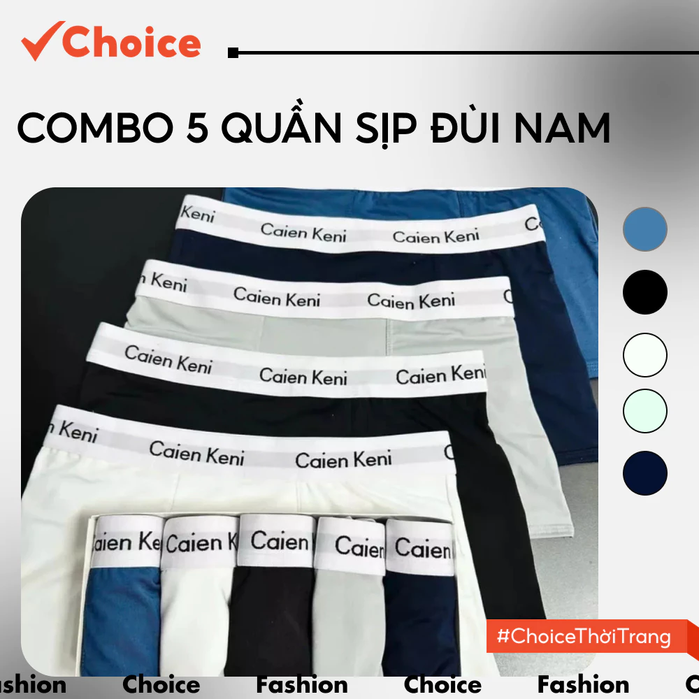 Combo 5 Quần Sịp Đùi Nam Choice FA1-0020-17 Chất Liệu Thun Lạnh Cạp In Cao Cấp, Thoáng Mát