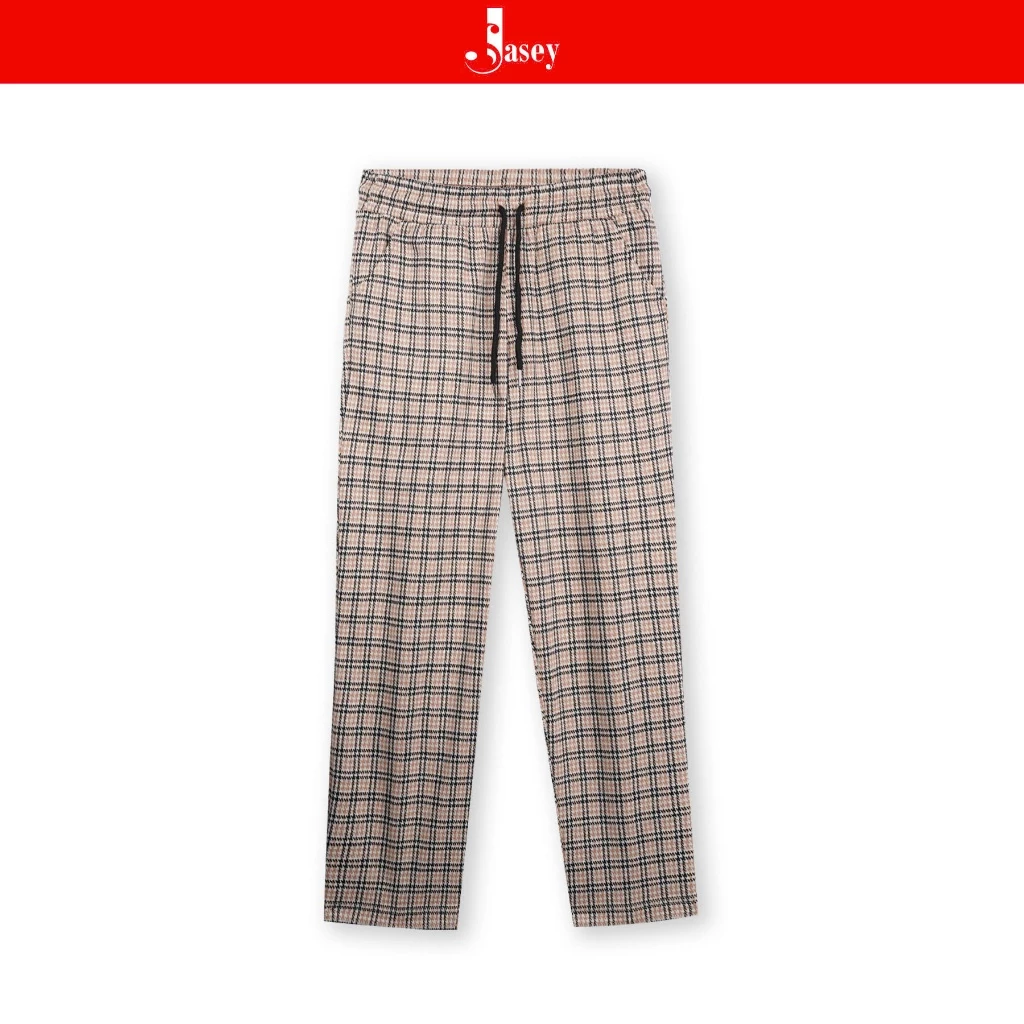 Quần nữ kẻ hot trend Jasey, quần nữ cạp chun chất cotton dễ phối đồ mã 4507
