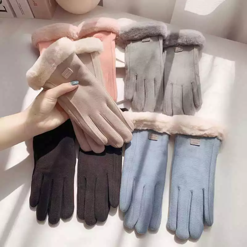 Găng tay nữ lót lông sang chảnh quý phái chất vải dạ giúp giữ ấm đôi tay cho mùa đông, găng tay nữ thời trang