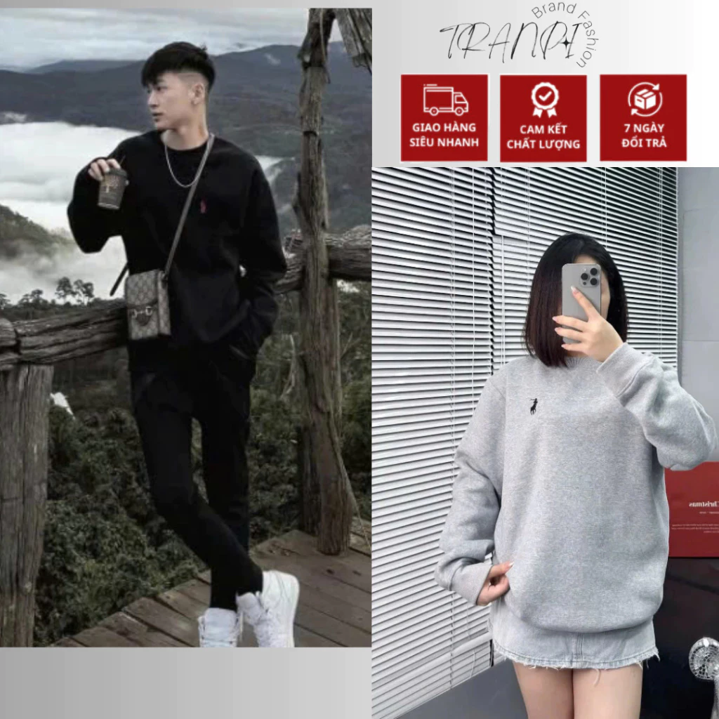 Áo sweater Rap Lau Rừn thêu logo ngựa cao cấp , Áo Khoác Nỉ Bông Cotton Cao Cấp Siêu Dày Dặn 2025 - TRAN_ PI FASHION