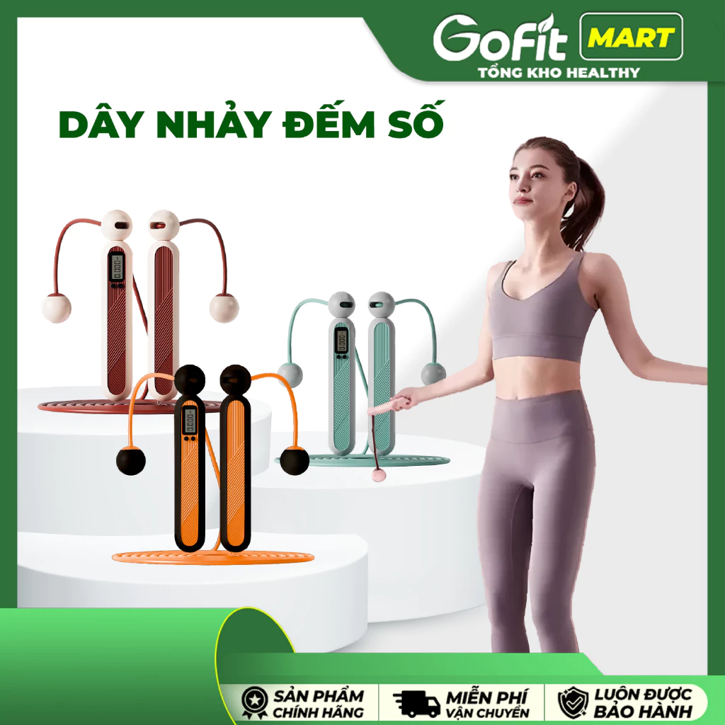 [MÀU NGẪU NHIÊN] Dây Nhảy Thể Lực Đếm Số Kèm Dây 4 in 1, Tập Nhảy Tập Thể Dục Cao Cấp Có Kèm Tạ Cho Nam Nữ