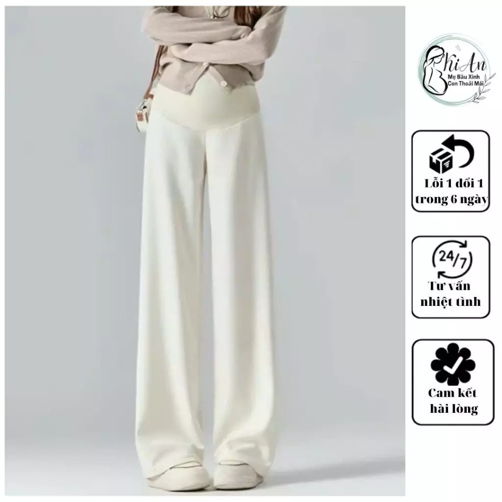 Quần bầu NHUNG TĂM KiAn QB119 dáng xuông dày dặn ấm áp quần bầu mùa đông nhung dáng ống rộng bầu thỏa mái, che mọi khukh