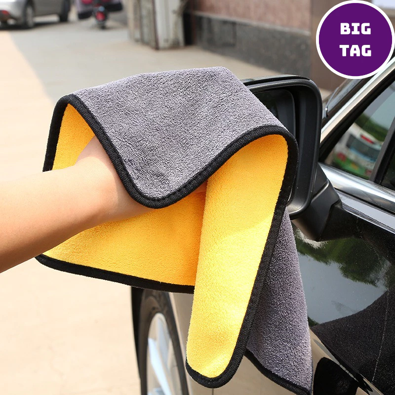 combo khăn lau dọn ô tô, khăn lau kính xe 2 lớp siêu thấm, khăn lau xe hơi Microfiber mềm mịn 0973