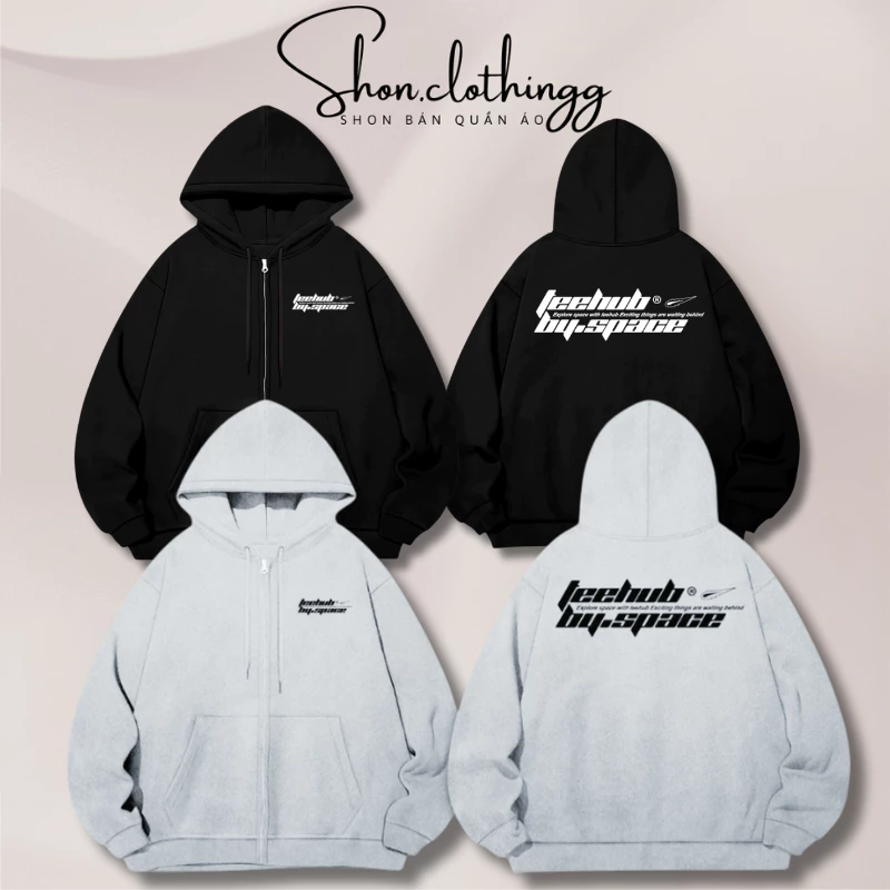 Áo Khoác Hoodie Zip Space Tee Hub In Hình Nỉ Bông Dày Dặn Thoáng Mát Form Rộng Unisex Hot Trend