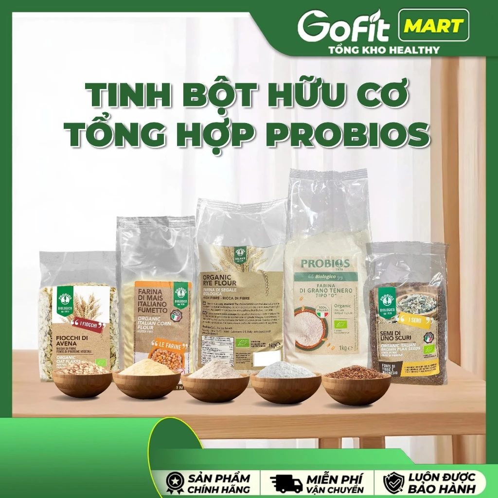 Probios - Bột mì đa dụng/Bột bắp/ Bột lúa mạch đen,Yến mạch/Hạt Lanh hữu cơ, Nhập khẩu Ý