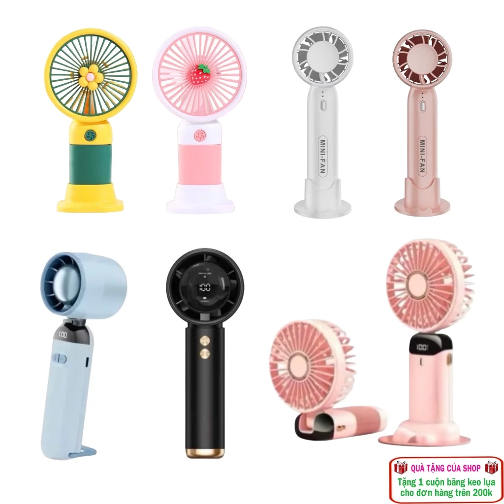 Quạt sấy mi mini cầm tay tích điện, có đế để bàn (dụng cụ nối mi)