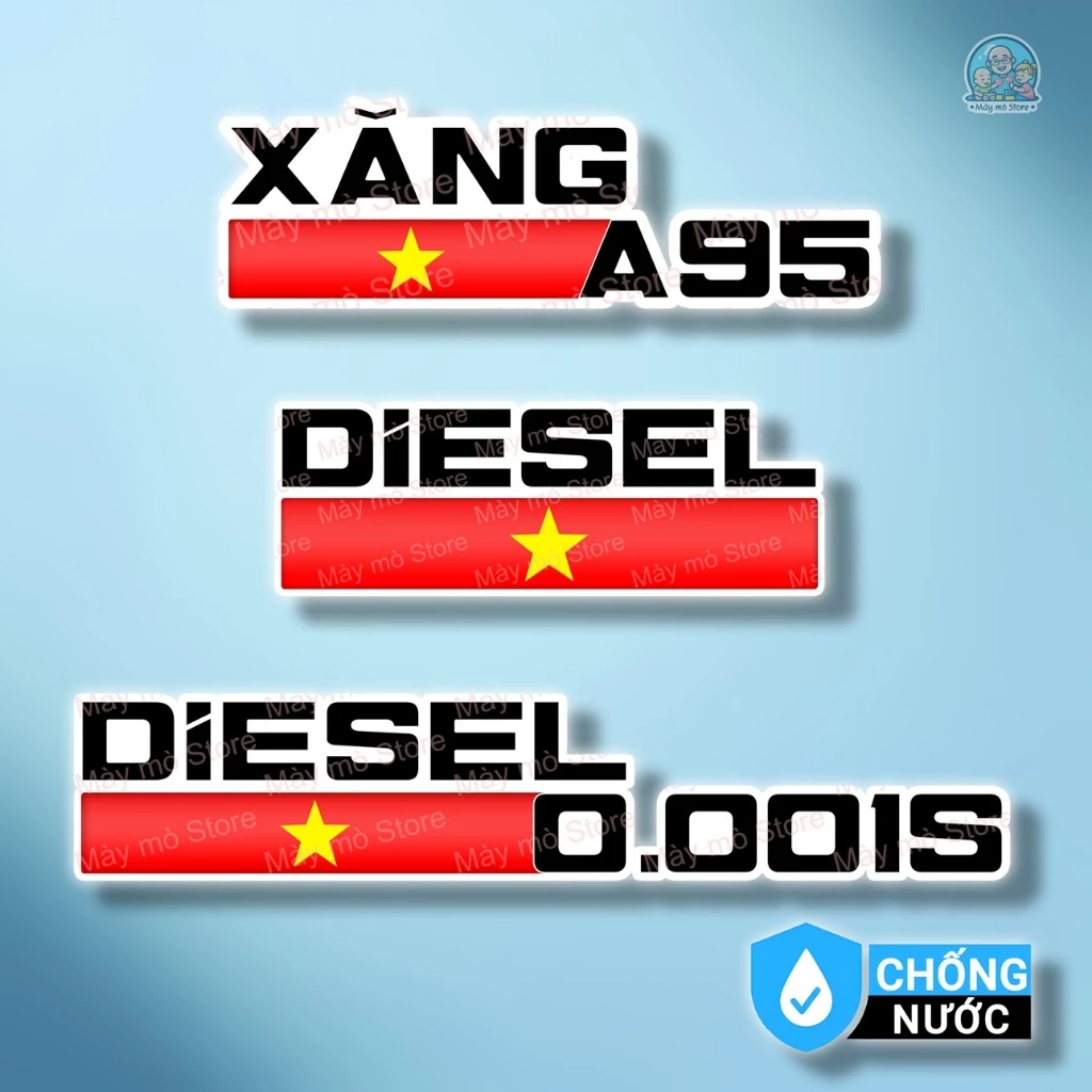 Tem Dán Cờ Việt Nam Nắp Xăng Ô Tô A95 – Dầu Diesel – Decal Sticker Chống Nước – Mày Mò Store