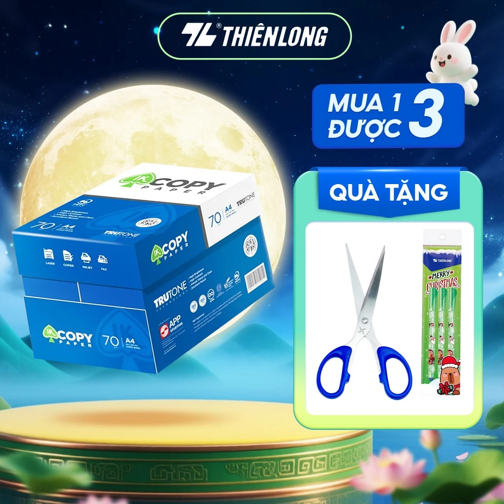 Combo 5 ream Giấy in A4 photo Thiên Long IK Copy 70 gsm đều màu, độ dày cao, giấy cứng chất lượng tốt (2500 tờ/ thùng)