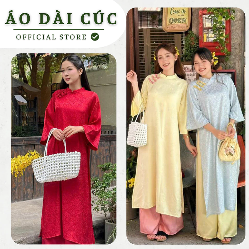 Áo dài cách tân dáng suông Cơ Uyển , dịu dàng nữ tính phù hợp với các dịp lễ tết - Áo Dài Cúc
