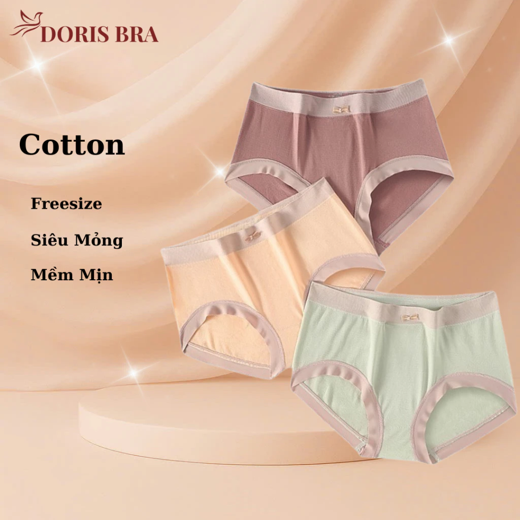 Quần lót nữ, QL705 quần lót Doris cotton kháng khuẩn co giãn 4chiều phối nơ điệu