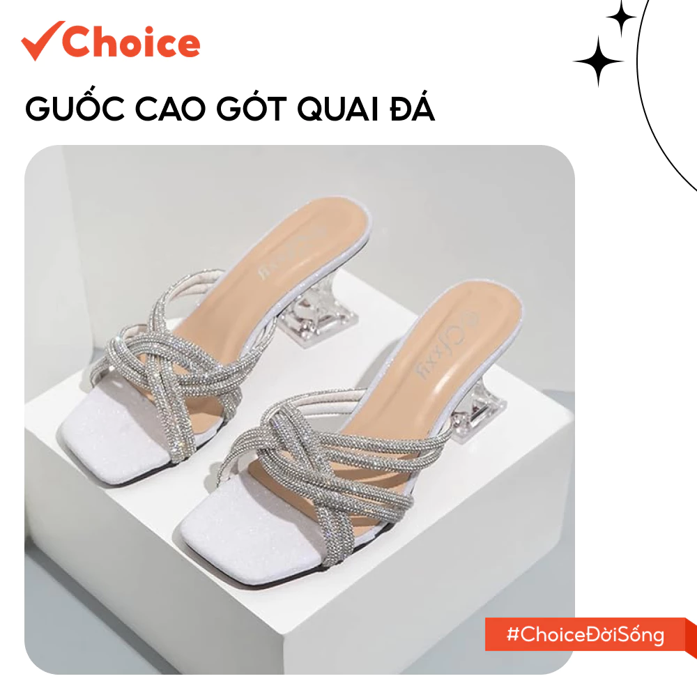 [Choice] Guốc SC6726 Dây Đá Xoắn, Màu Kem