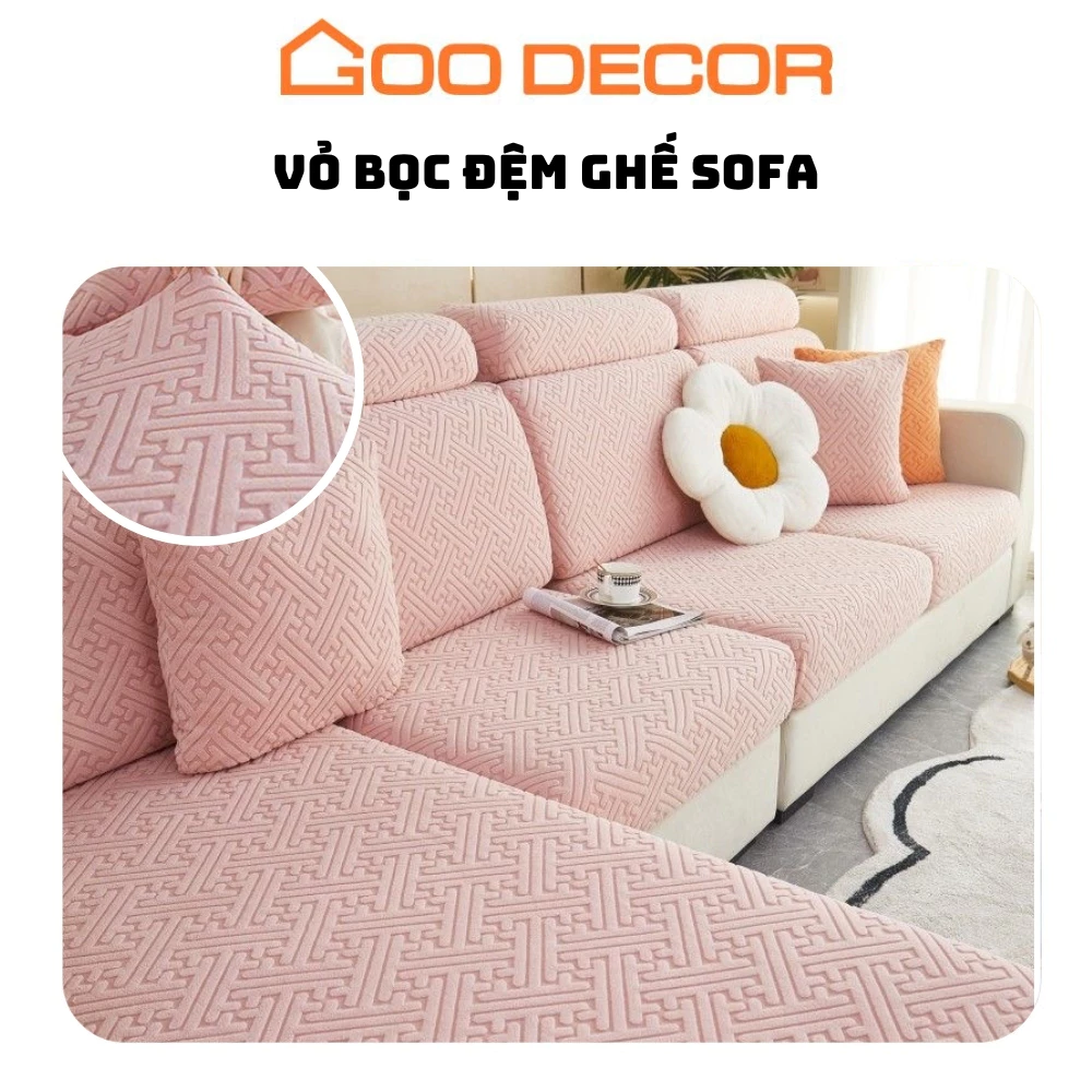 Bọc đệm ghế sofa hoạ tiết mê cung, bọc ghế sofa vải nỉ nhung sang trọng - GOO Decor