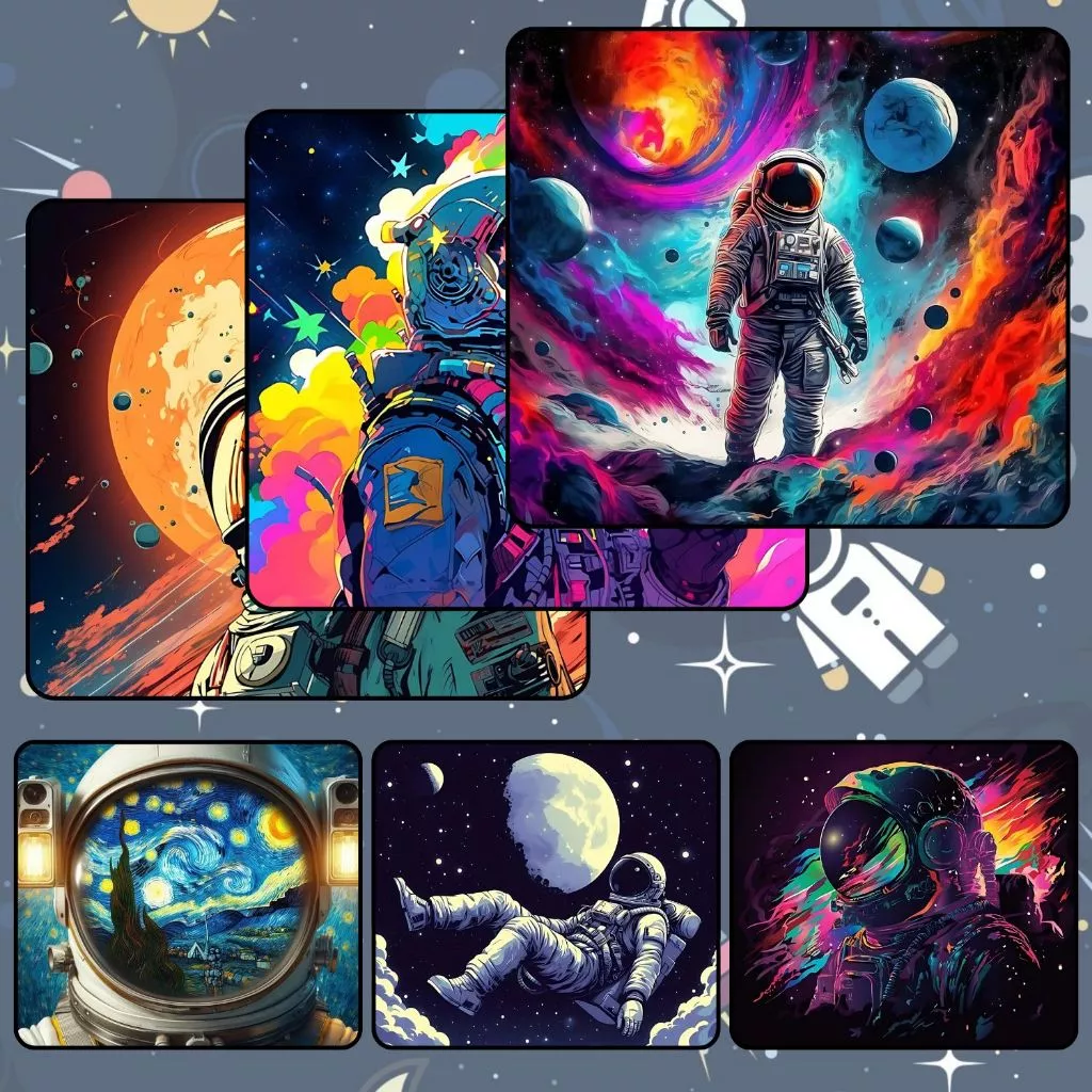 Bàn Di Chuột, Tấm Lót Chuột ASTRONAUT Gaming Size 45x40cm / 35x30cm / 26x21cm Chống Trượt, Bền Đẹp