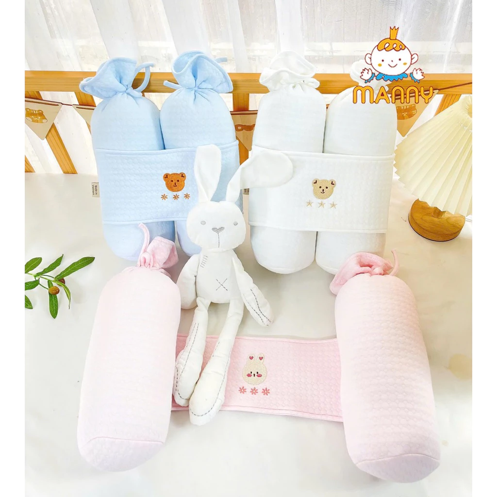 Bộ Gối Chặn Bông Manny Vỏ Cotton Thêu Họa Tiết Giúp Bé Ngủ Ngon 38cm Đáng Yêu