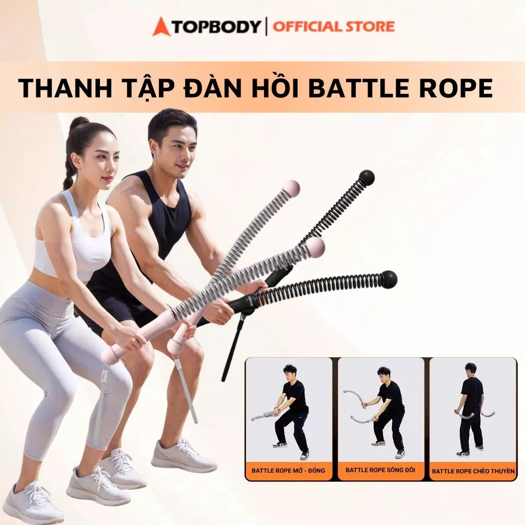 Thanh tập đàn hồi battle rope TOPBODY Dụng Cụ Tập Luyện Thể Lực, Hỗ Trợ Các Bài Tập Toàn Thân, Tập Tay, Bụng - GAYLX02