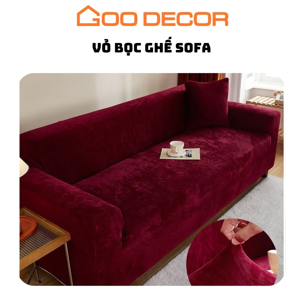 Bọc ghế sofa vải nhung trơn cao cấp, bọc sofa đơn, chữ L phòng khách - GOO Decor