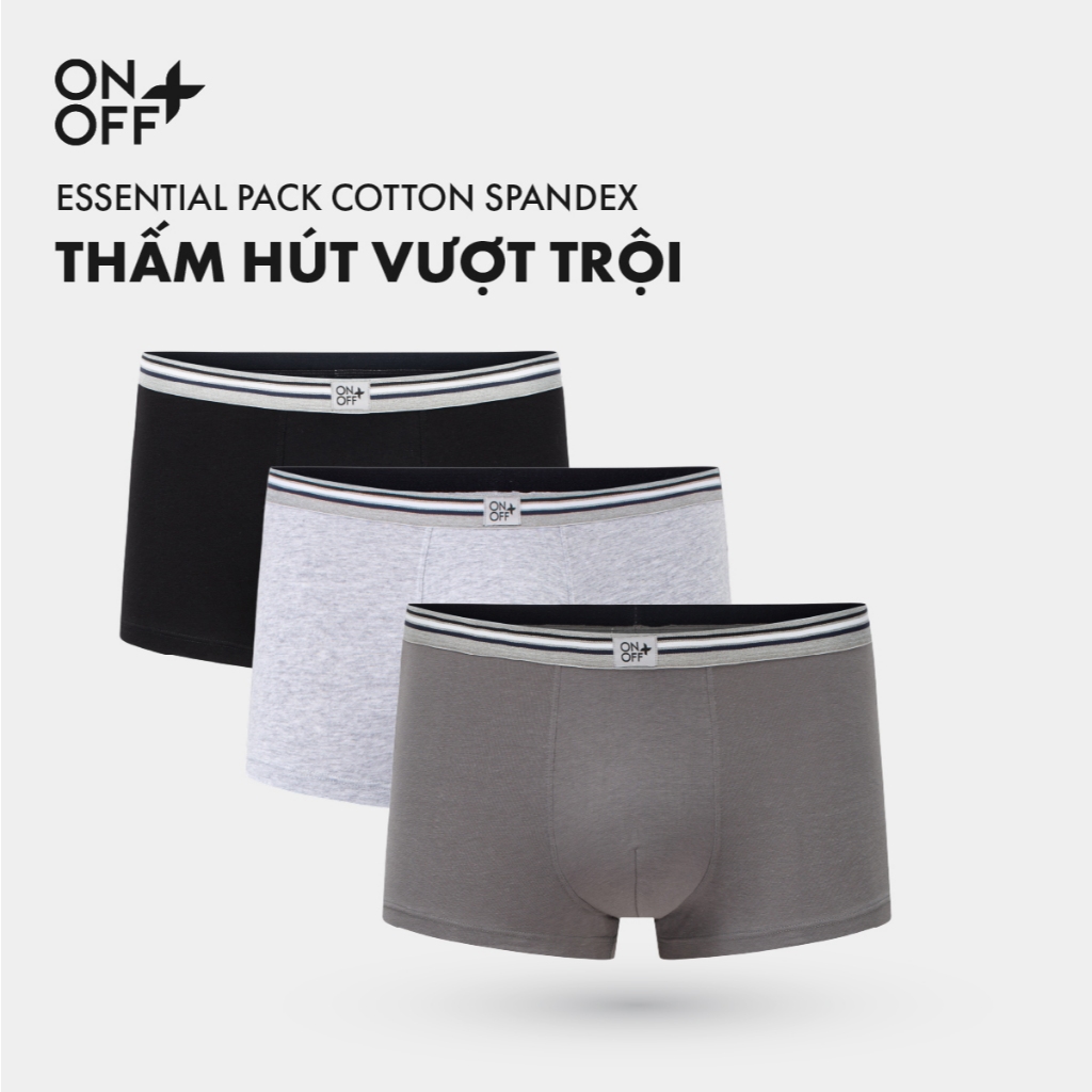 Combo 3 quần lót sịp nam trunk Cotton Basic thấm hút mồ hôi - ONOFF 18UO25A035