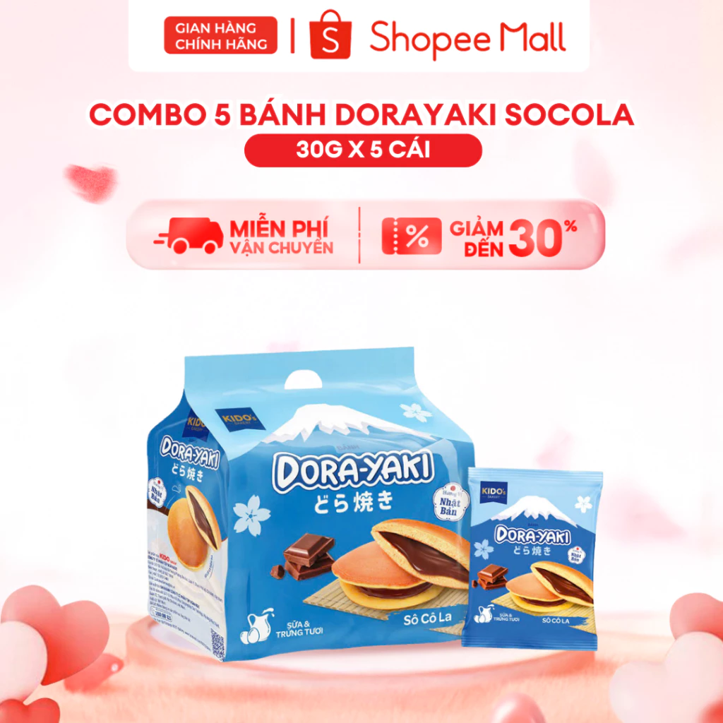 Combo 5 Bánh Dorayaki Sô Cô La 30g - Cấu trúc bánh siêu mềm mịn, chuẩn Bakery