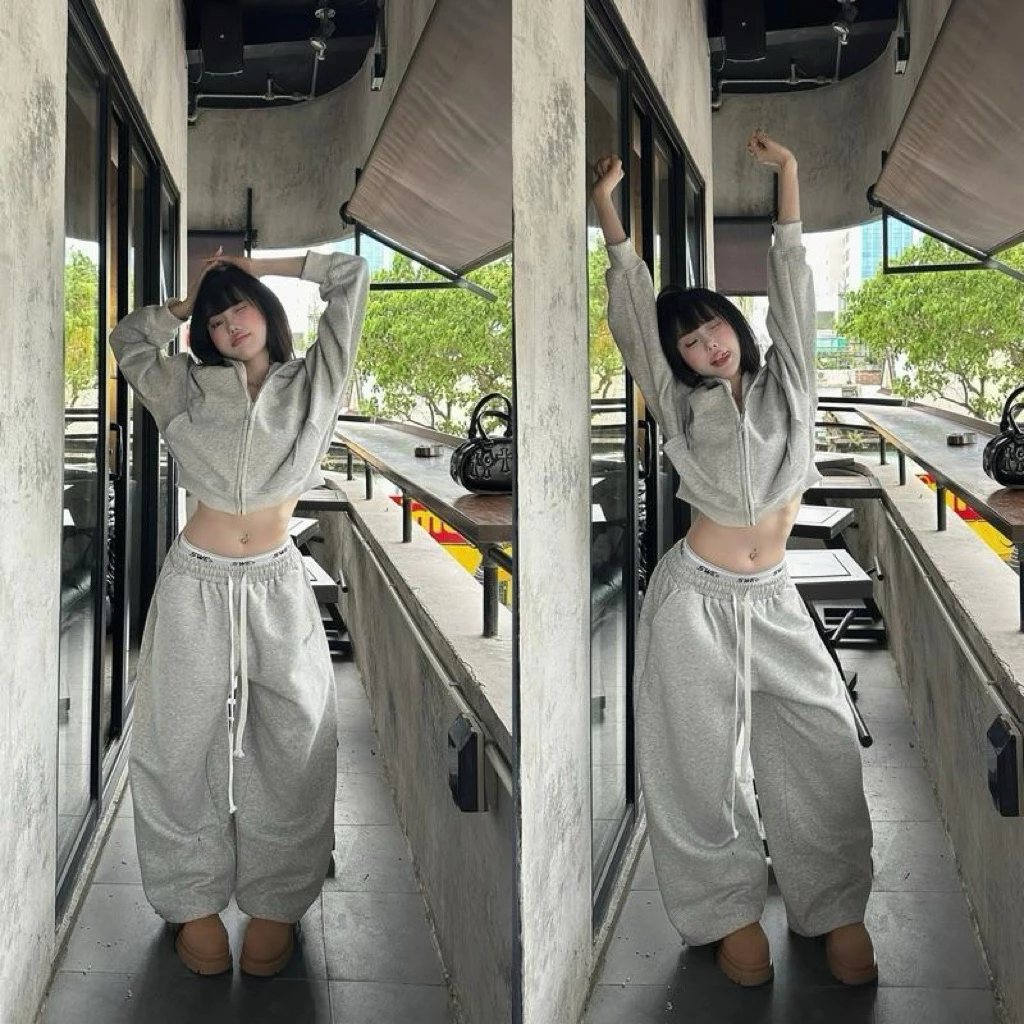 Quần dài ống rộng nam nữ thêu Teezostudio vải nỉ ép 2 da phong cách unisex