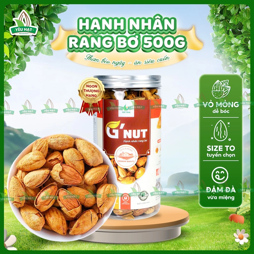 [VỎ MỎNG SIZE TO] Hạnh Nhân Rang Bơ G'Nut Thơm Béo Đậm Vị Ằn Liền Snack Healthy Yêu Hạt