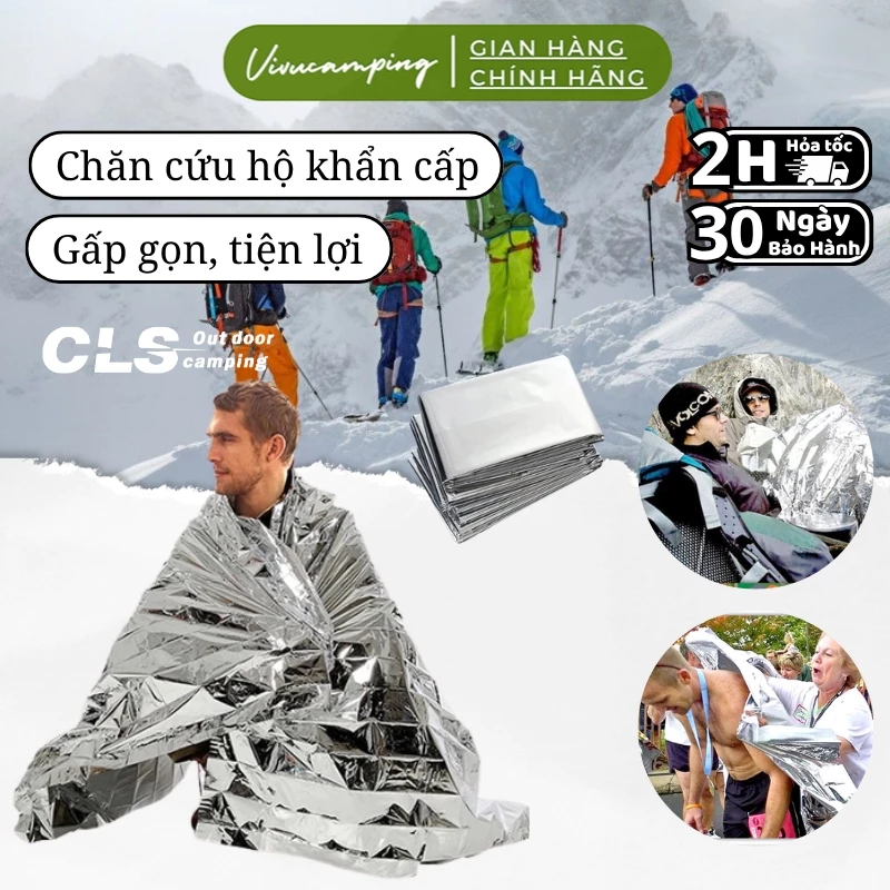 Chăn cách nhiệt cứu hộ khẩn cấp camping leo núi, dụng cụ sơ cứu sinh tồn ngoài trời tiện lợi