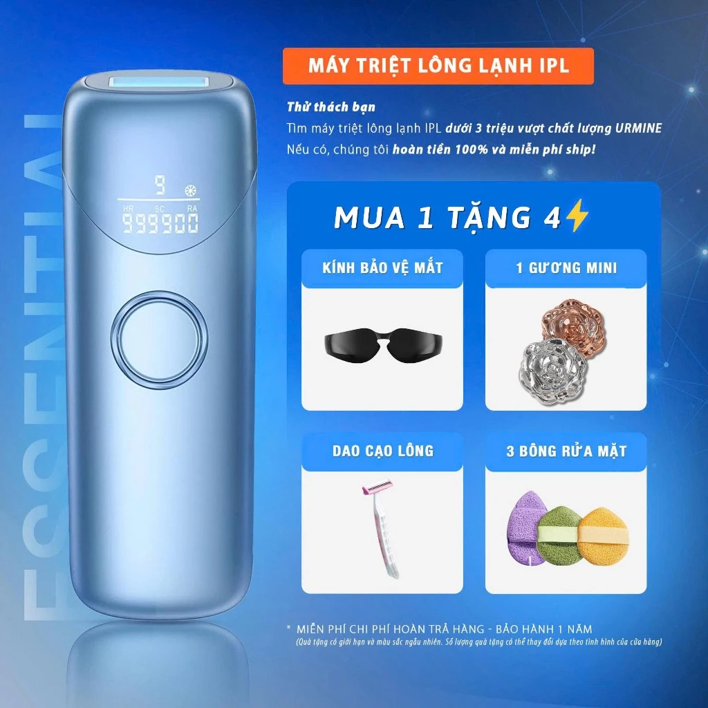 Máy triệt lông URMINE Saphire lạnh không đau, triệt môi chân vùng kín toàn thân – Quà tặng bạn gái