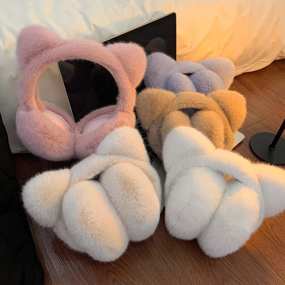 Bịt Tai Giữ Ấm Mùa Đông Hình Tai Mèo Lông Mềm Dễ Thương – Earmuff Nữ Hàn Quốc