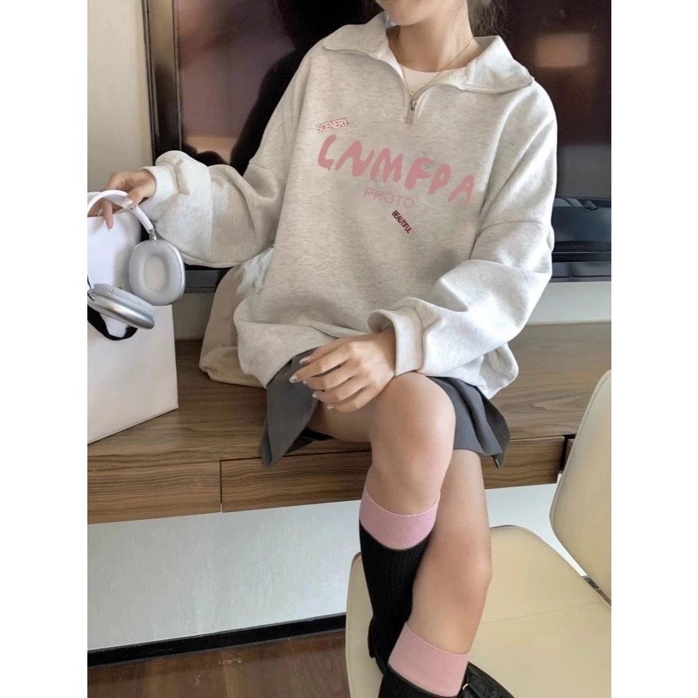 Áo Polo Sweater FKZ Form Oversize Nam Nữ Unisex In Chữ LMNERA Cổ Zip, Chất Nỉ 2da Dày Dặn – Áo Nỉ Tay Dài Form Rộng