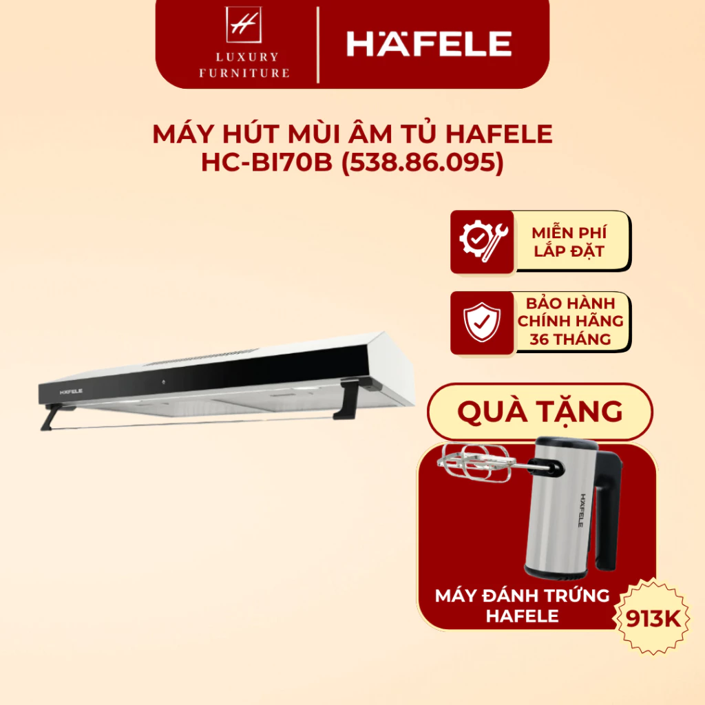 [Miễn phí lắp đặt] Máy hút mùi âm tủ 70cm Hafele HC-BI70B (538.86.095)|BH chính hãng