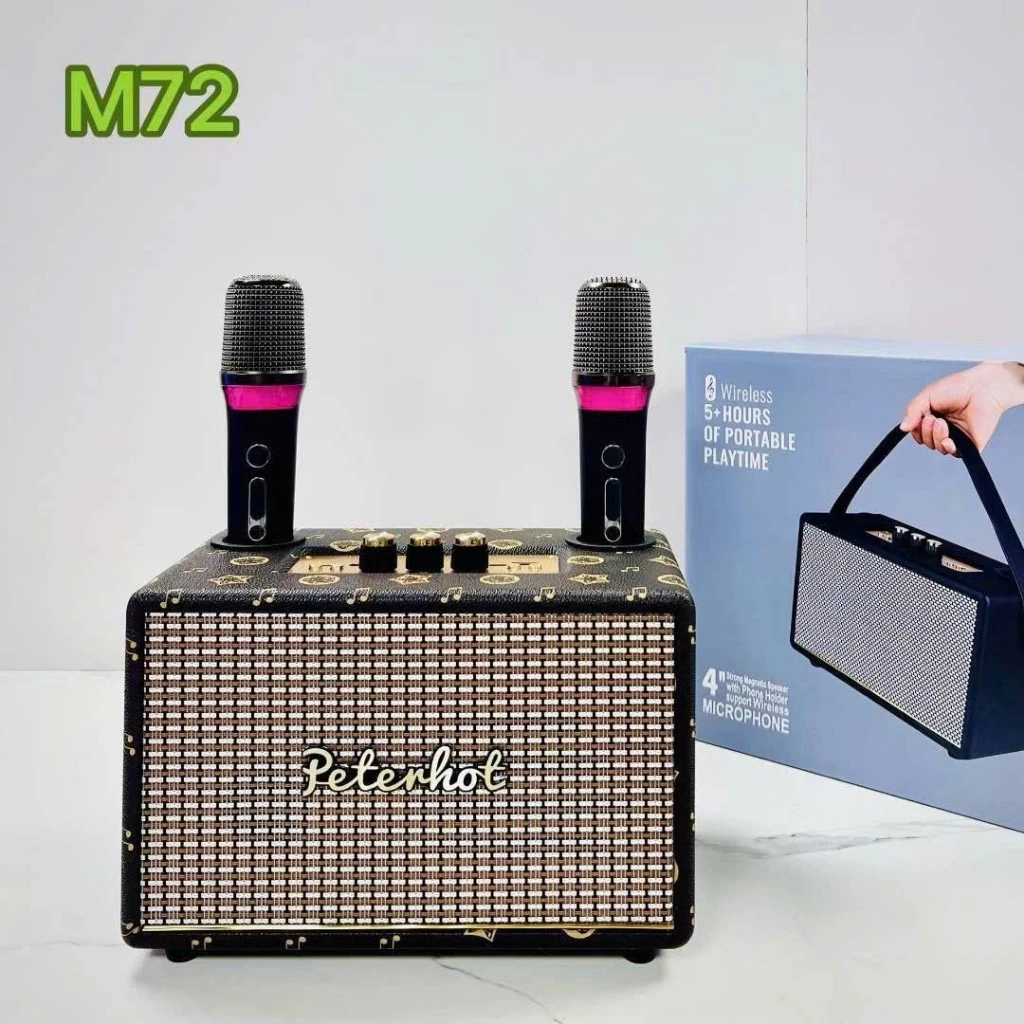 Loa bluetooth karaoke kèm 2 micro không dây xách tay công xuất lớn, âm thanh trầm ấm, bass căng- LinkeeTech