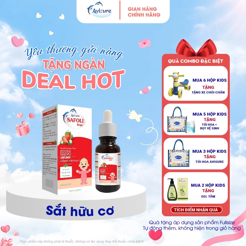 TPBVSK Sắt Hữu Cơ Cho Bé Avisure Safoli Drops Không Chất Tạo Màu 30ml