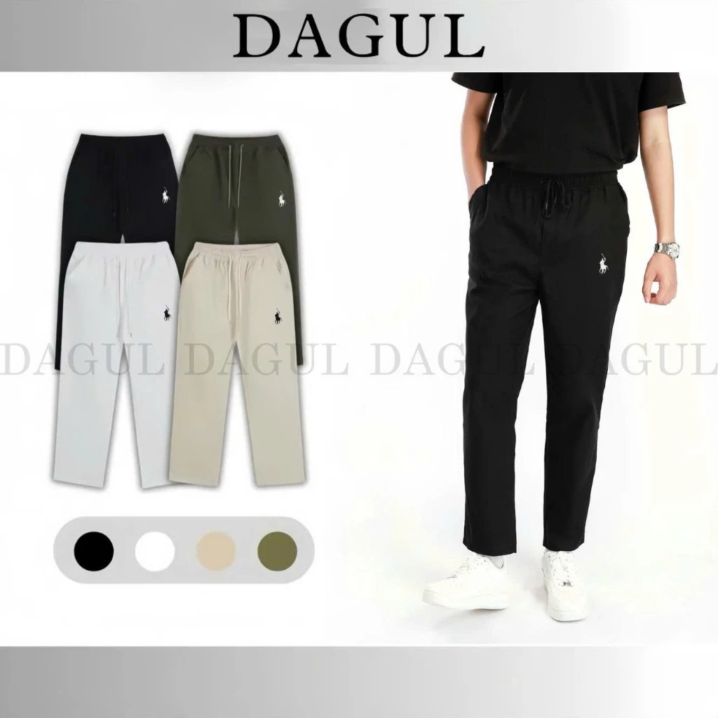 (M-32) [ DEAL MỞ BÁN ] Combo 2 quần kaki thô dài thêu hình ngựa from côn nam nữ cạp chun DAGUL