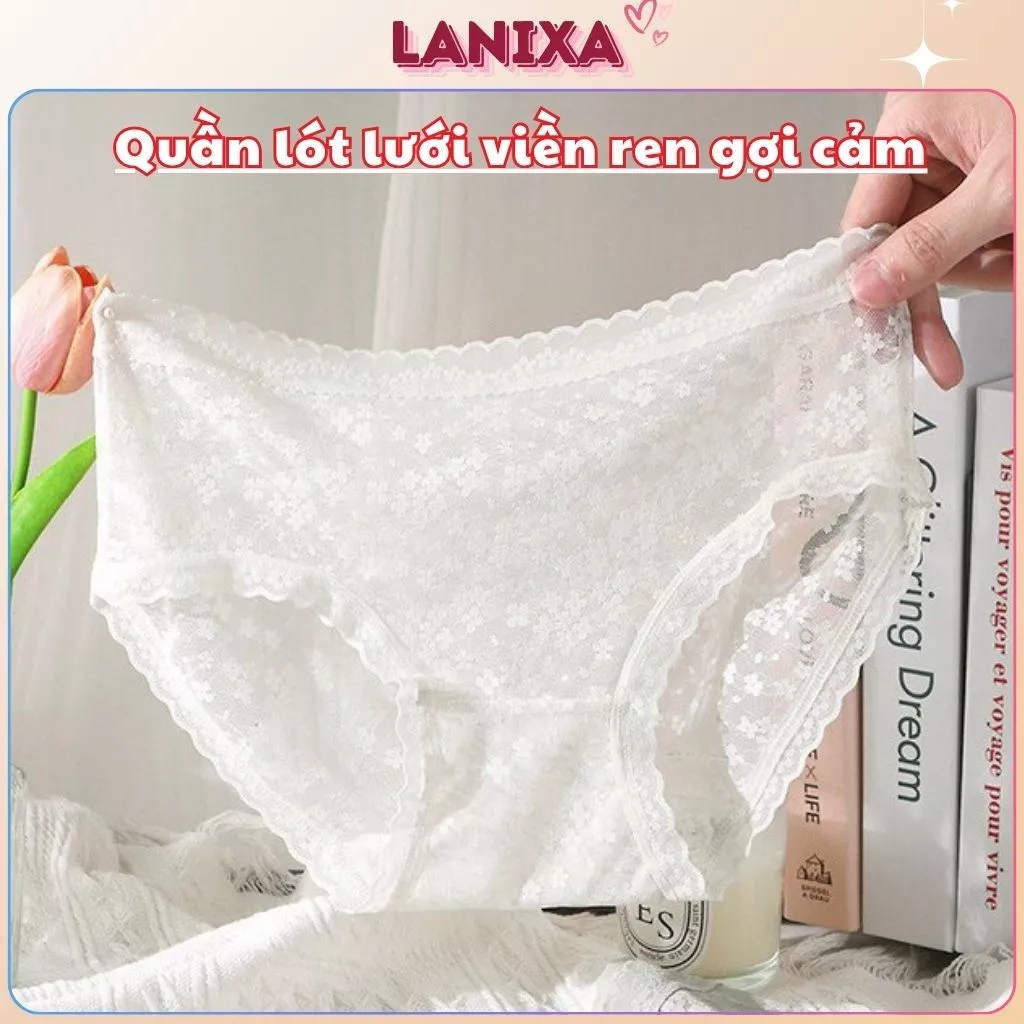 [ Xả hàng ] Quần chip nữ ren siêu mỏng sexy gợi cảm kháng khuẩn họa tiết hoa nhí mềm mại dễ thương LANIXA L2018