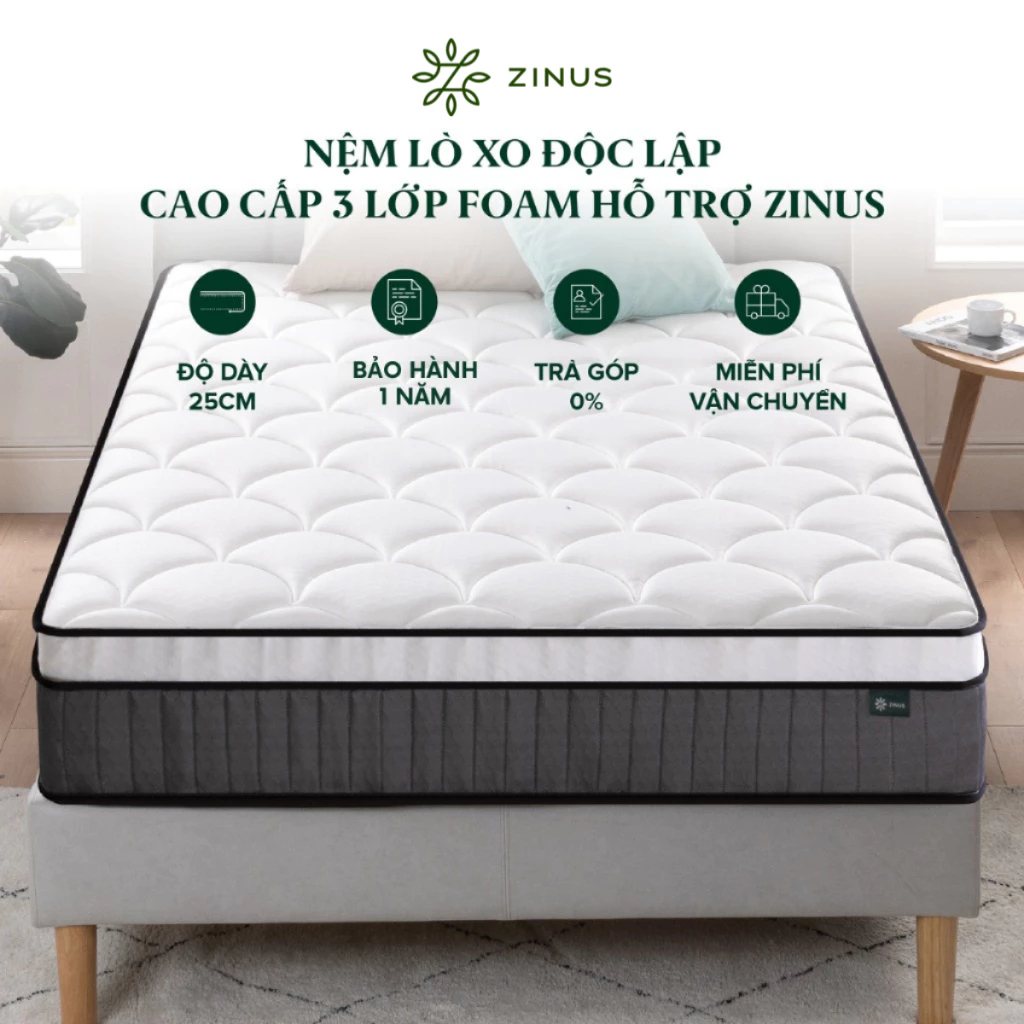 Nệm Lò Xo Độc Lập Với 3 Tầng Foam Hỗ Trợ 25cm - 10in Euro Top OPP Pocket Spring Mattress