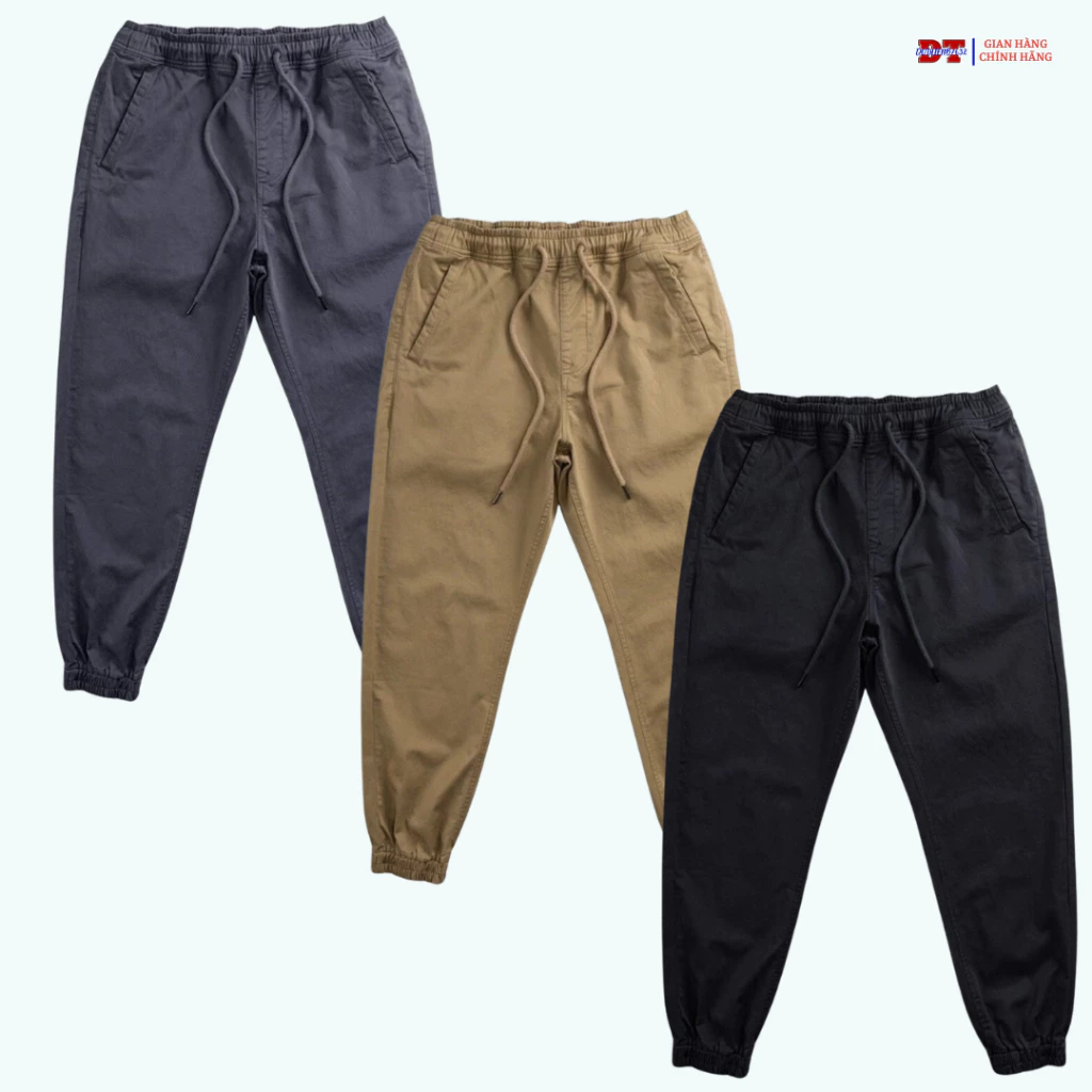 Quần dài nam kaki jean ống bo ôm 2 màu đen xám phối túi hai bên 3 size 50-80kg K1