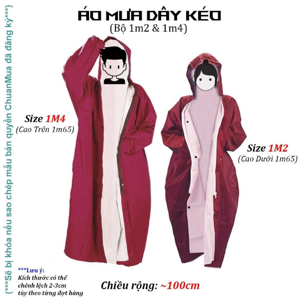 Áo mưa 1 người lớn Nam Nữ KOJMAC Raincoat Fashion 1m2 & 1m4 ( Bộ đồ măng tô chống thấm nước thời trang cặp đôi ..)
