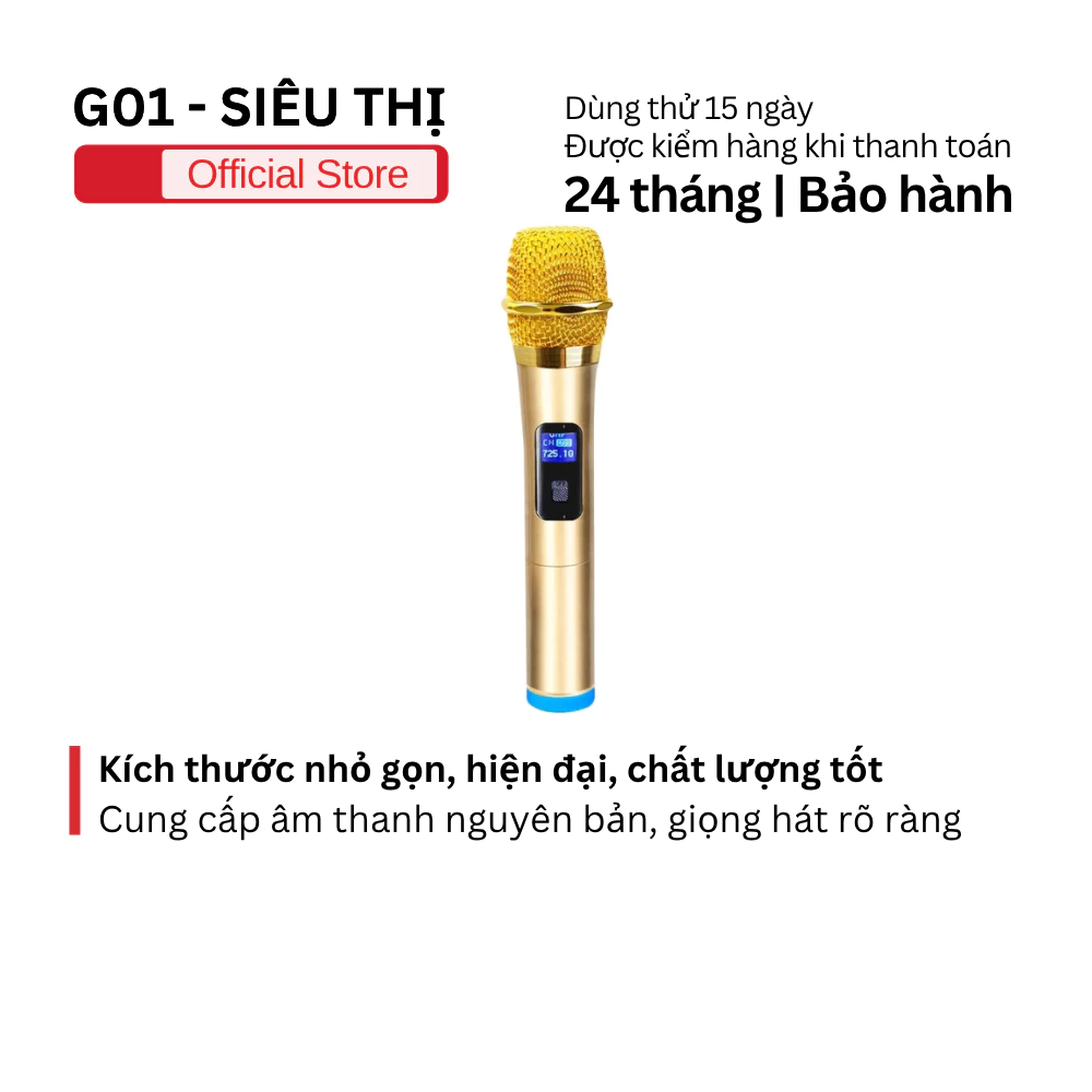 Micro karaoke không dây cầm tay TV-1900, mic hát karaoke bắt sóng xa chuyên dùng cho amply