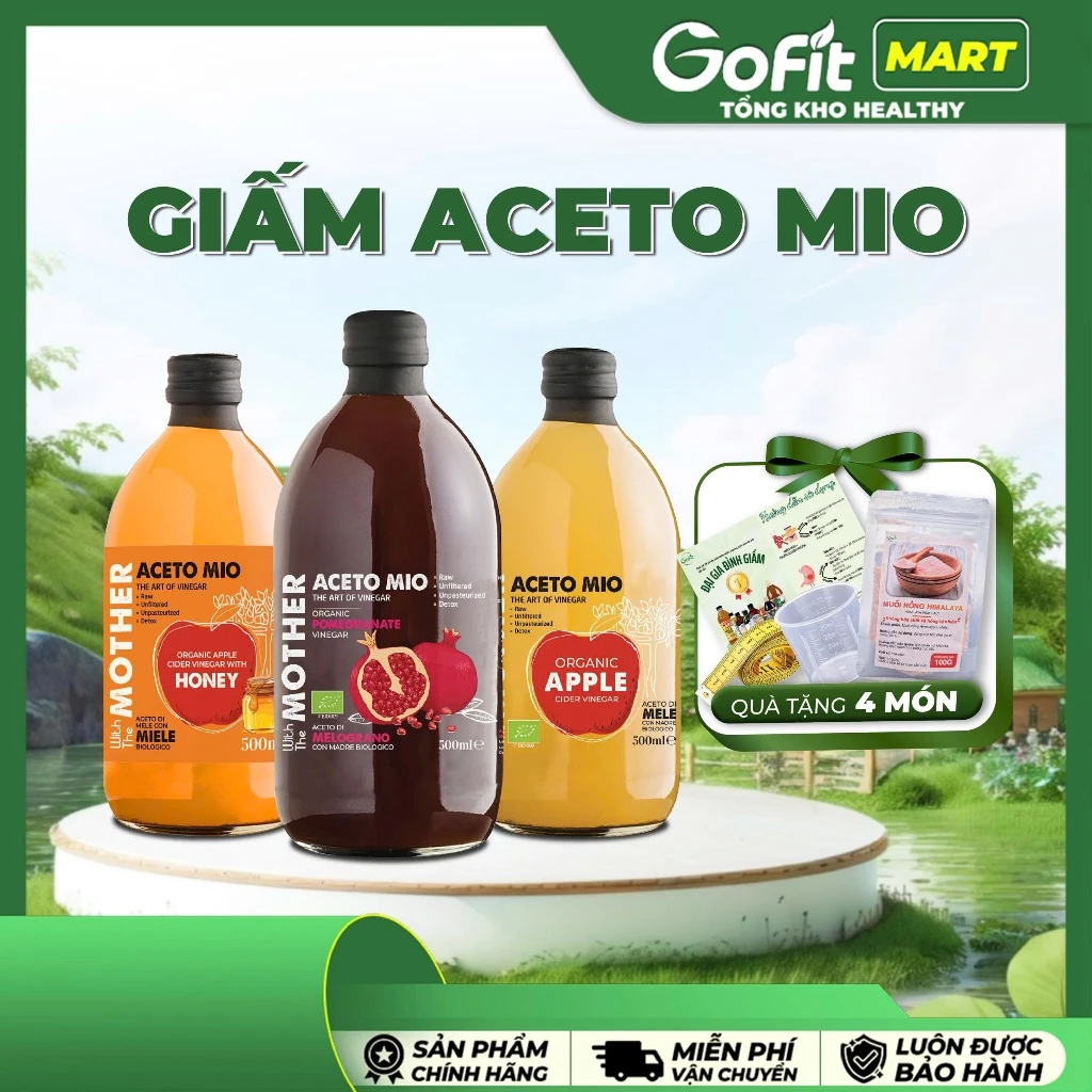 [Giấm cho Newbie] Giấm Lựu/ Giấm Táo Mật Ong/ Giấm Táo Hữu Cơ Có Giấm Cái 500ml Organic, Giấm Táo Aceto Mino Chua Nhẹ Dễ