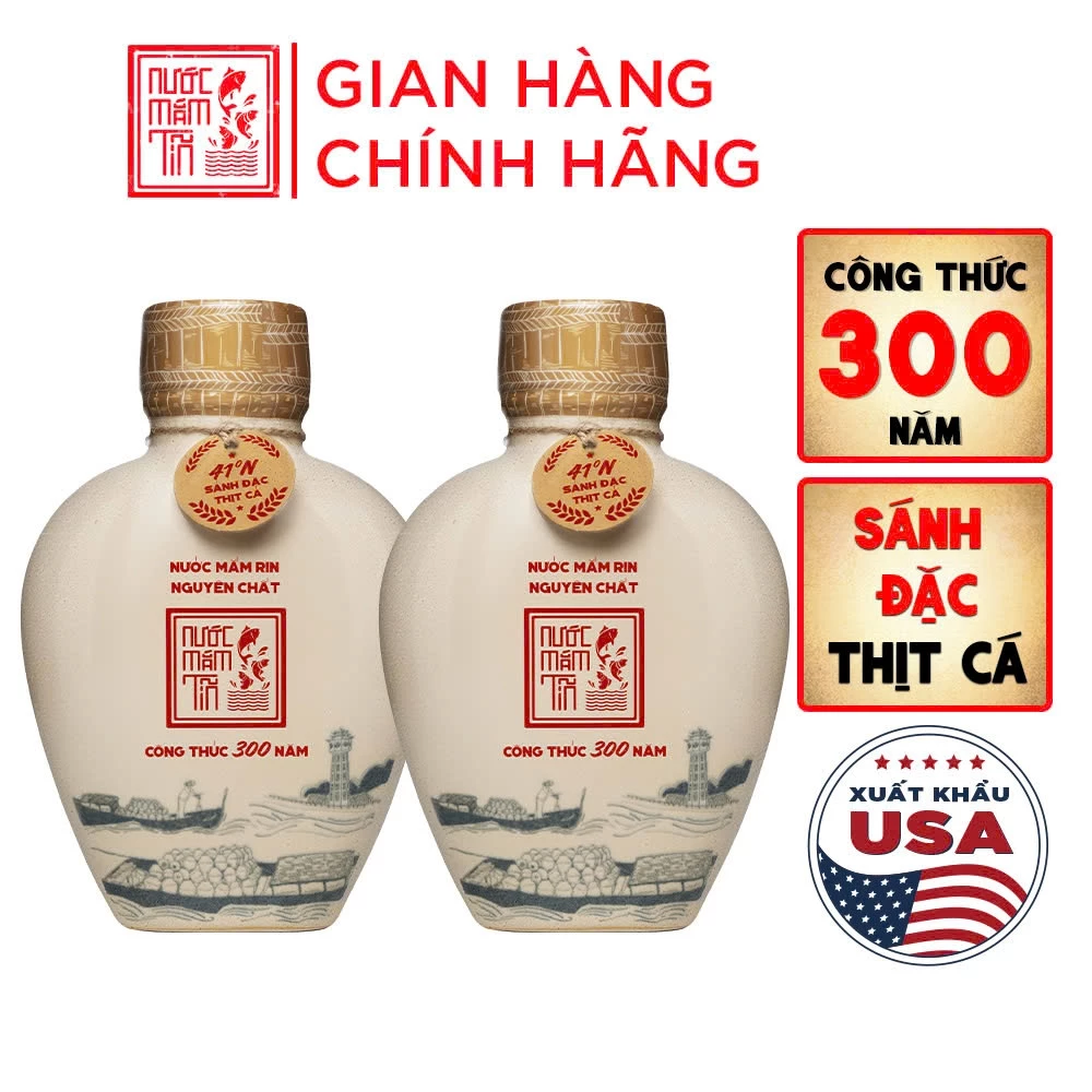 [COMBO 2 BÌNH GỐM 41 ĐỘ ĐẠM] Nước mắm Tĩn nhãn xưa 41N 500ml rin nguyên chất truyền thống sạch