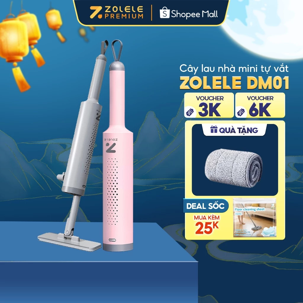 Cây lau tự vắt mini ZOLELE cầm tay cọ nhỏ tháo rời tiện lợi vệ sinh nhanh chóng DM01 - Chính hãng