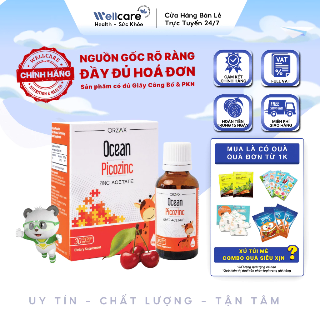 [✨CHÍNH HÃNG] Ocean Picozinc Hộp 30ml Kẽm hữu cơ nhỏ giọt - hỗ trợ tăng cường sức đề kháng, ăn ngon