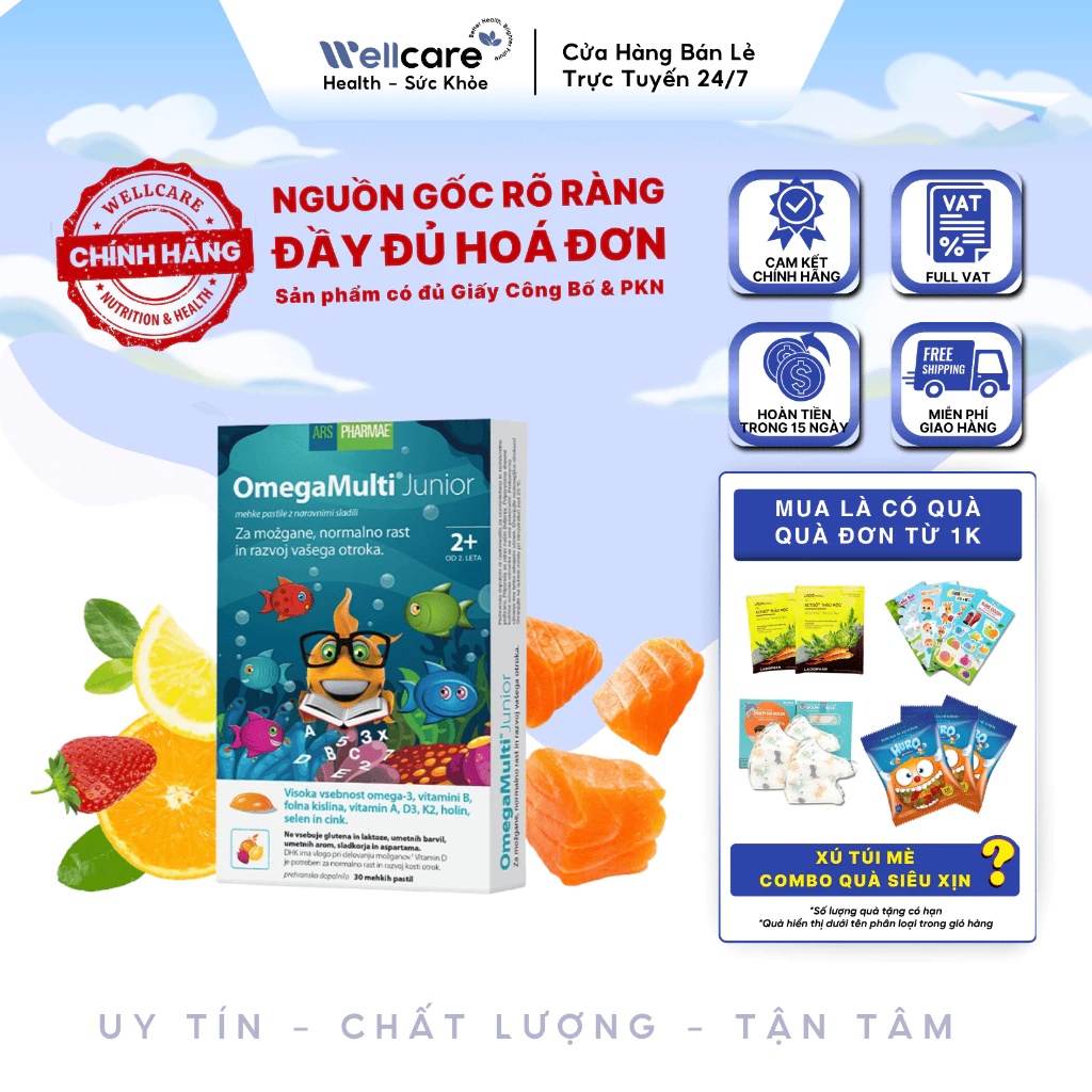 [✨CHÍNH HÃNG] OmegaMulti Junior Viên nhai mềm - Hộp 30 viên - Omega 3 cho bé, đa vi chất bé khởi đầu thông minh