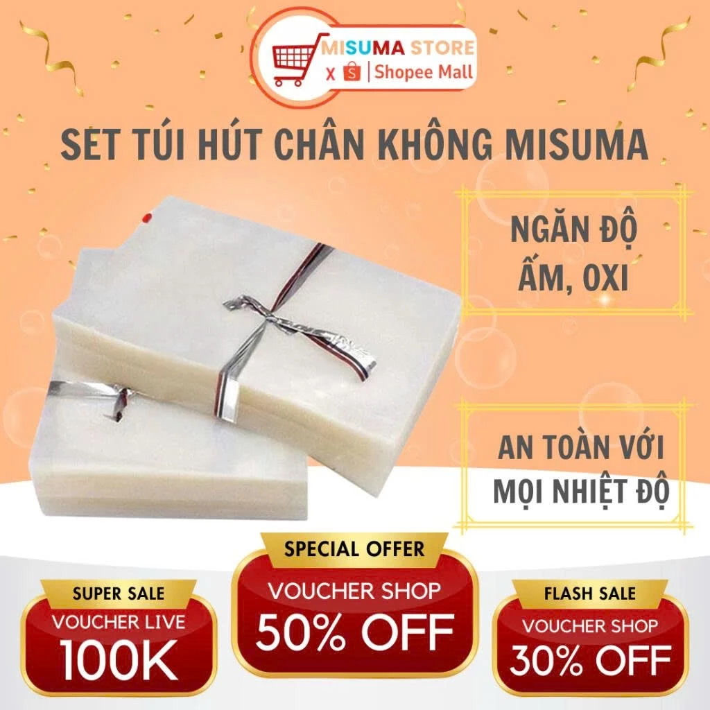 Túi hút chân không thực phẩm Misuma túi hút chân không 1 mặt nhám túi nhám hút chân không