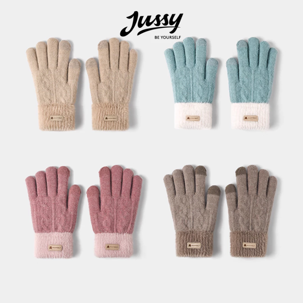 Găng Tay Len Dày Giữ Ấm JG05 Jussy Official Găng Tay Phối 2 Màu Classic Thời Trang Mùa Đông Unisex Free Size Nam Nữ