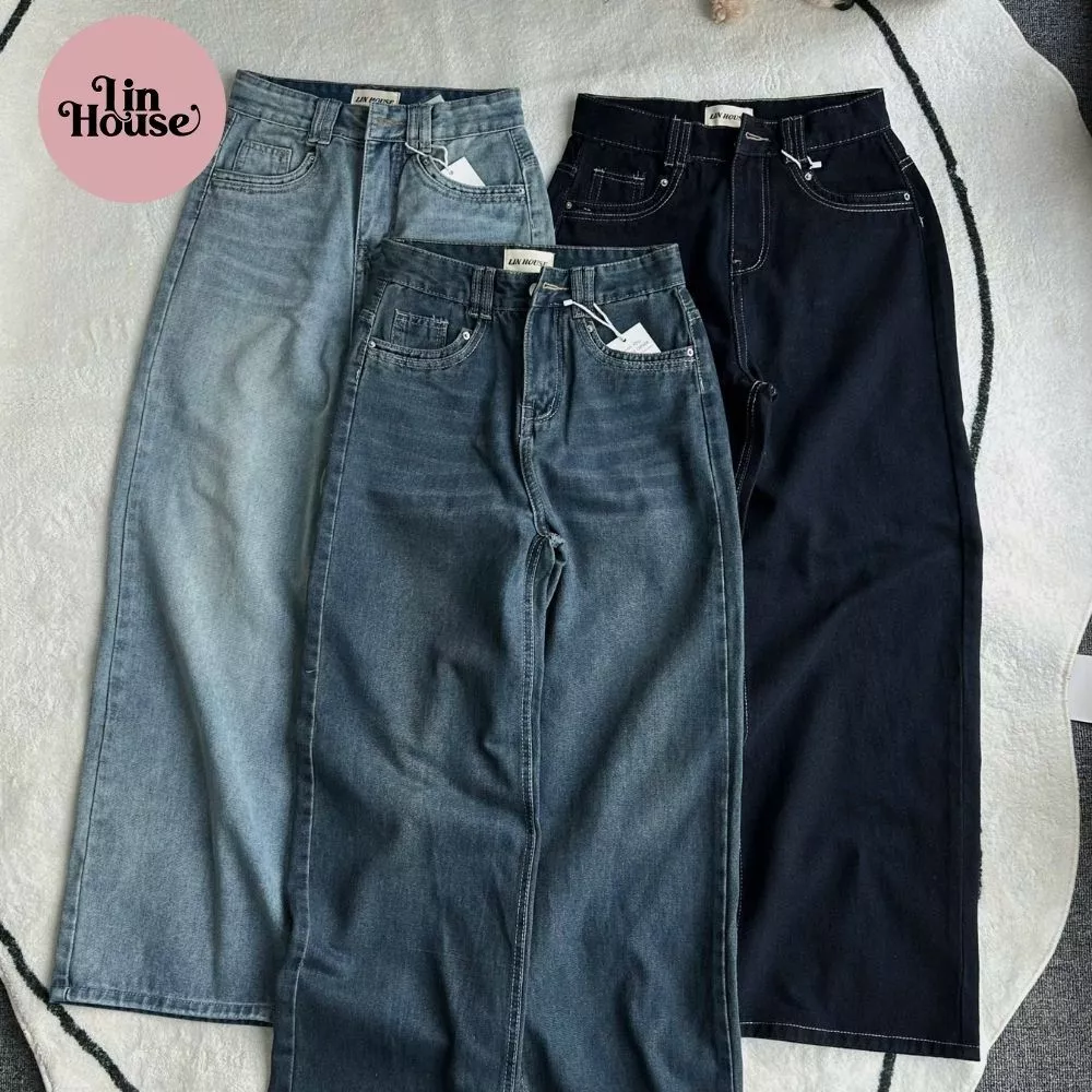 [MÃ 05] Quần Jeans Suông Nữ Ống 26CM Dáng Dài 95-103cm Túi Kiểu Form Đẹp, Tôn Dáng, Dễ Phối Đồ
